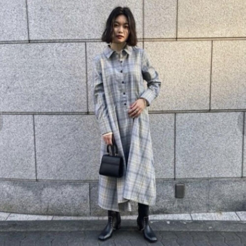 Moussy Plaid Handkerchief Hem Shirt Dress (Size S) Long Sleeve Loose Fit Modest - Picture 1 of 11